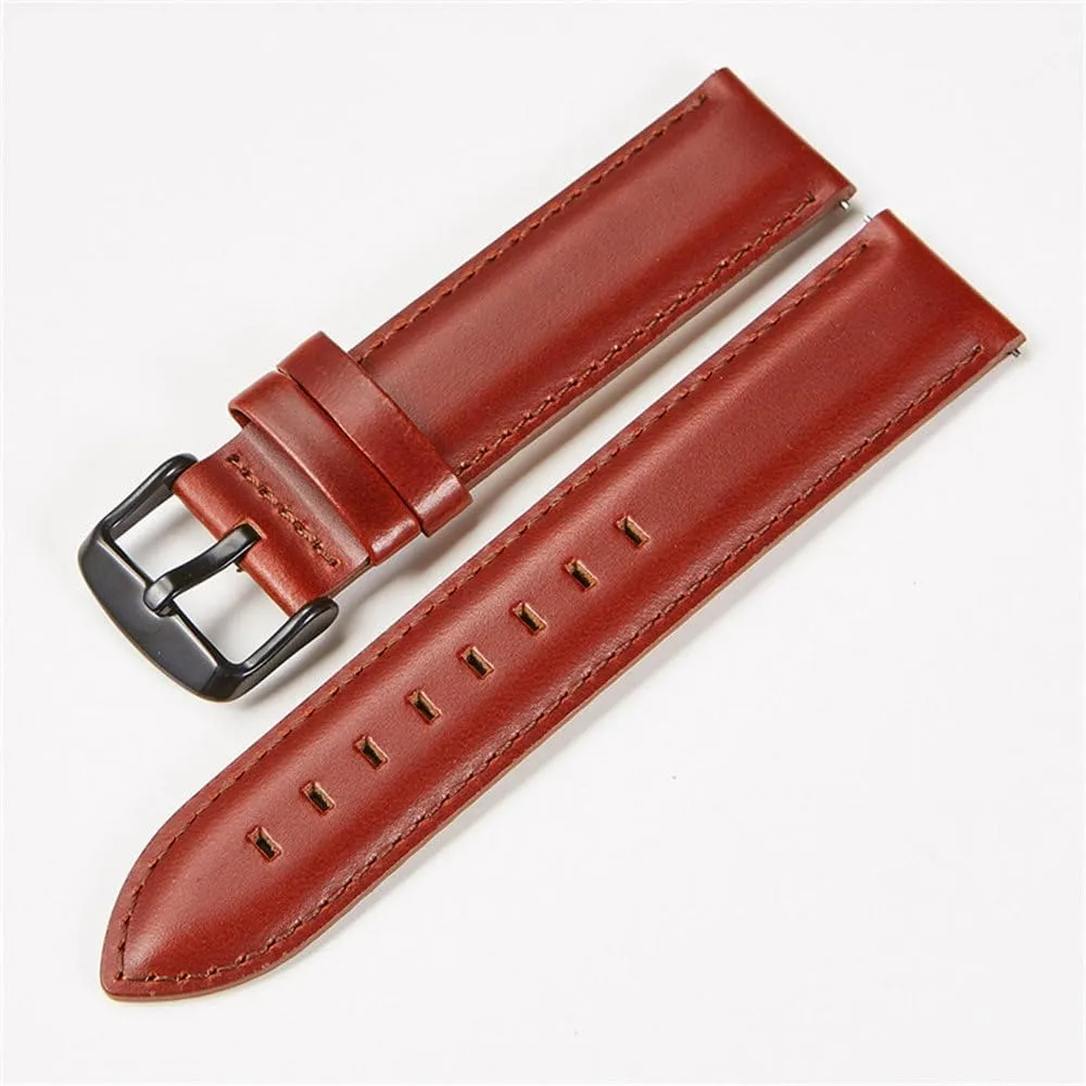 Leather Watchband 18mm 20mm 22mm Black Brown Red Cowhide Watch Band Quick Release Strap Watch Accessories