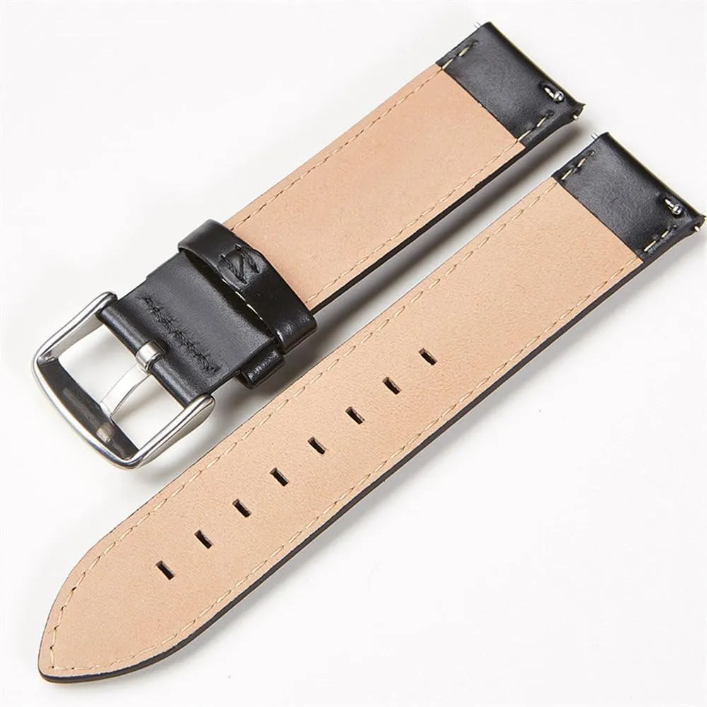 Leather Watchband 18mm 20mm 22mm Black Brown Red Cowhide Watch Band Quick Release Strap Watch Accessories