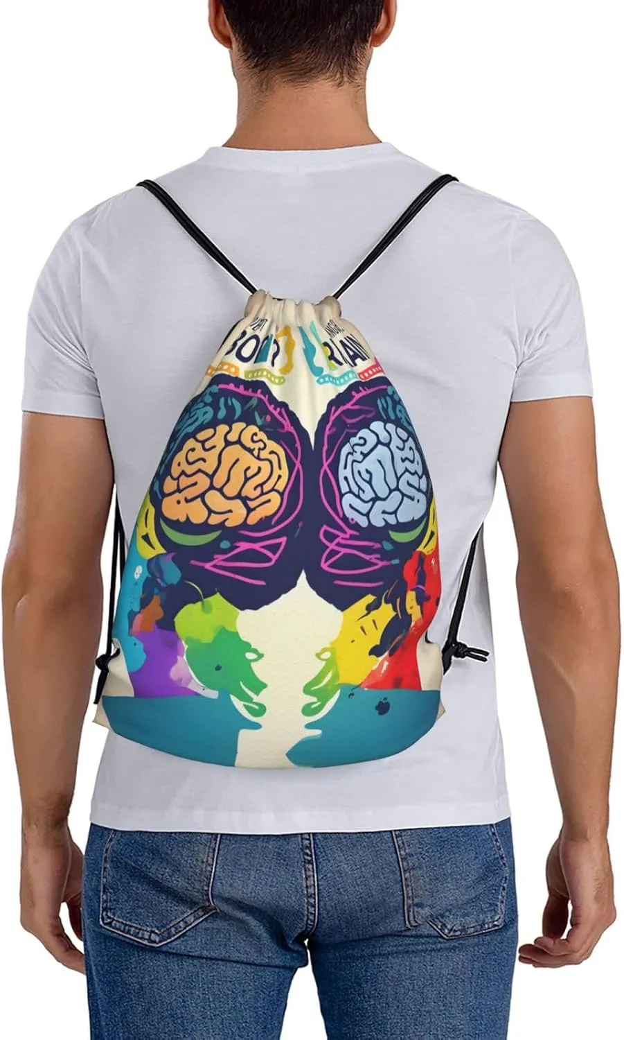 Left And Right Brain Advantage Drawstring Backpack Bag Sport Gym Sackpack Men Women