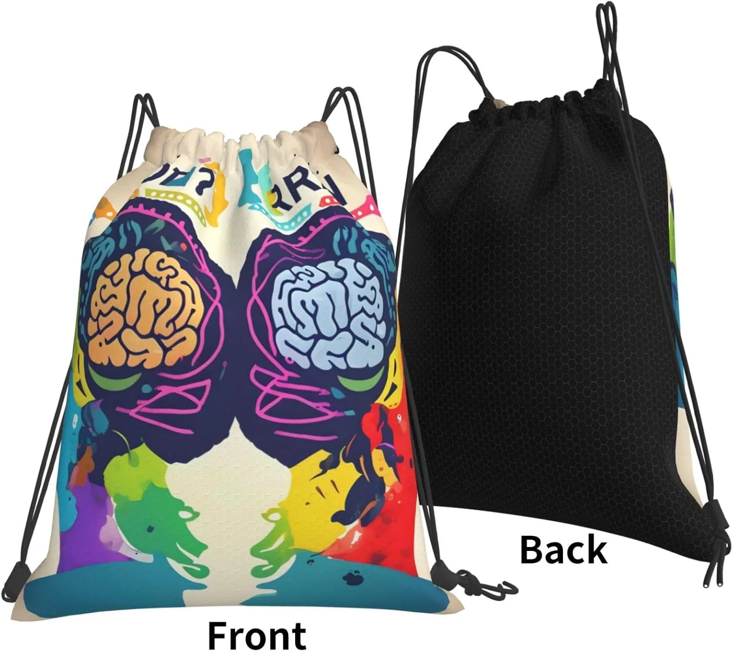 Left And Right Brain Advantage Drawstring Backpack Bag Sport Gym Sackpack Men Women