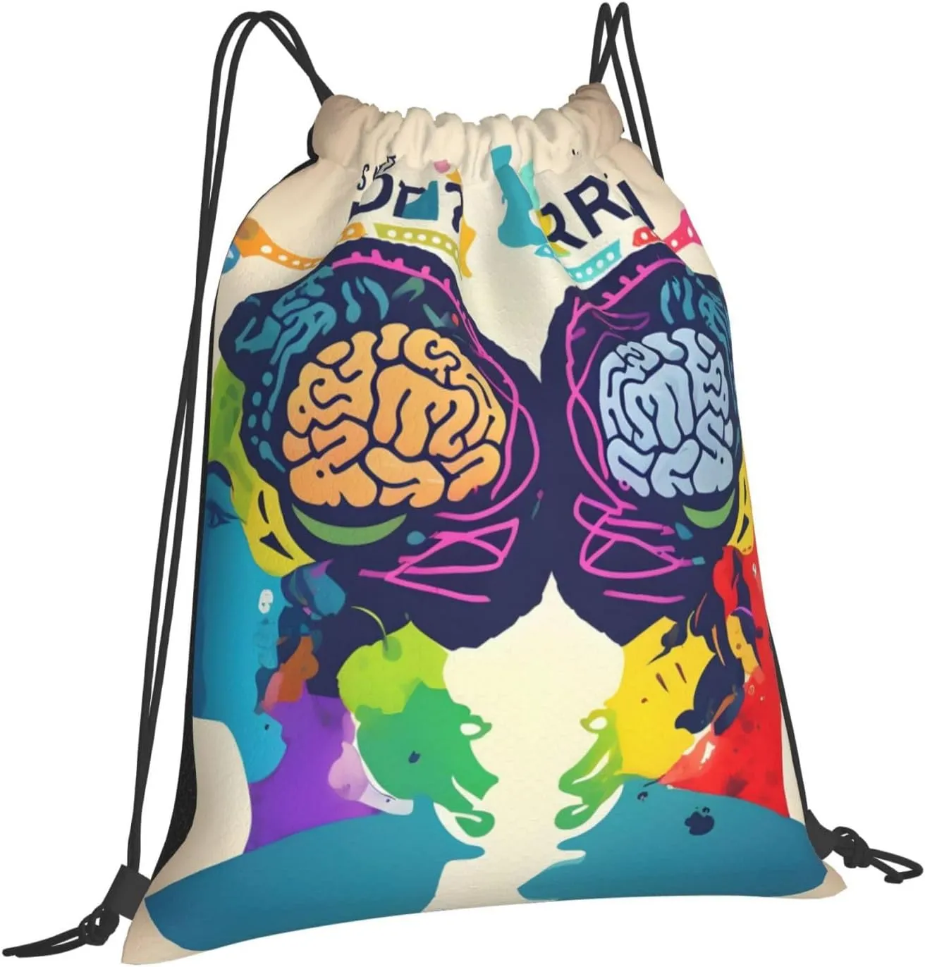 Left And Right Brain Advantage Drawstring Backpack Bag Sport Gym Sackpack Men Women