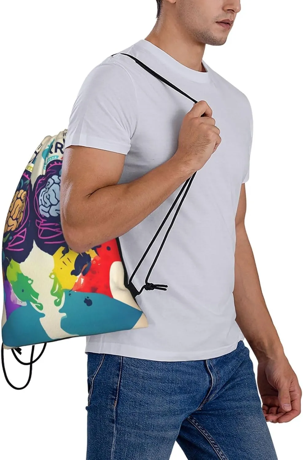 Left And Right Brain Advantage Drawstring Backpack Bag Sport Gym Sackpack Men Women