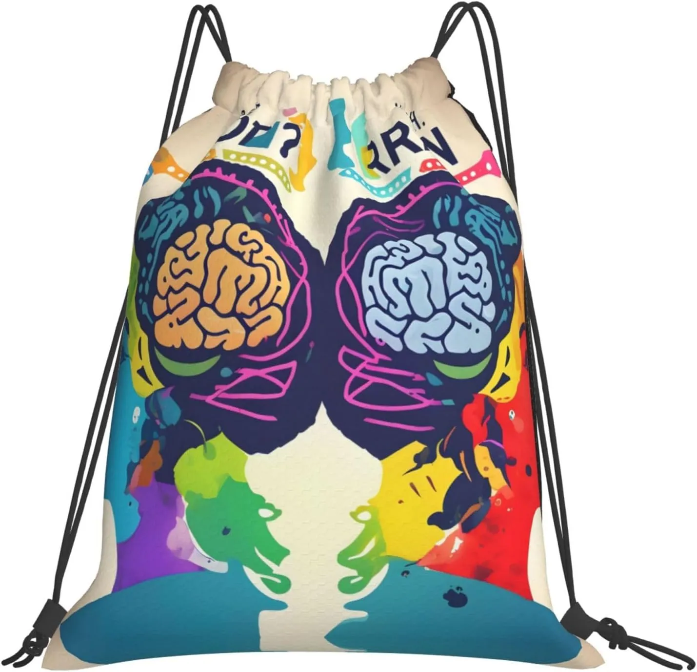 Left And Right Brain Advantage Drawstring Backpack Bag Sport Gym Sackpack Men Women