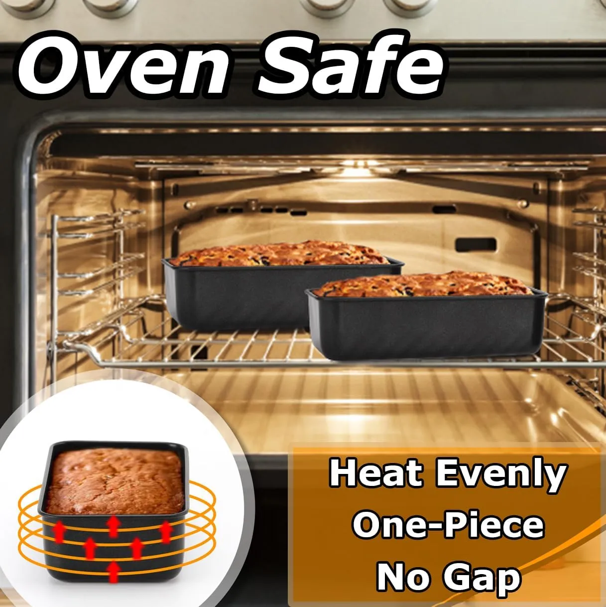 LIANYU 6 Pack Nonstick Loaf Bread Pan for Baking, 9x5 Bread Loaf Baking Pan, Stainless Steel Meatloaf Pan Tin for Homemade, Dishwasher Safe
