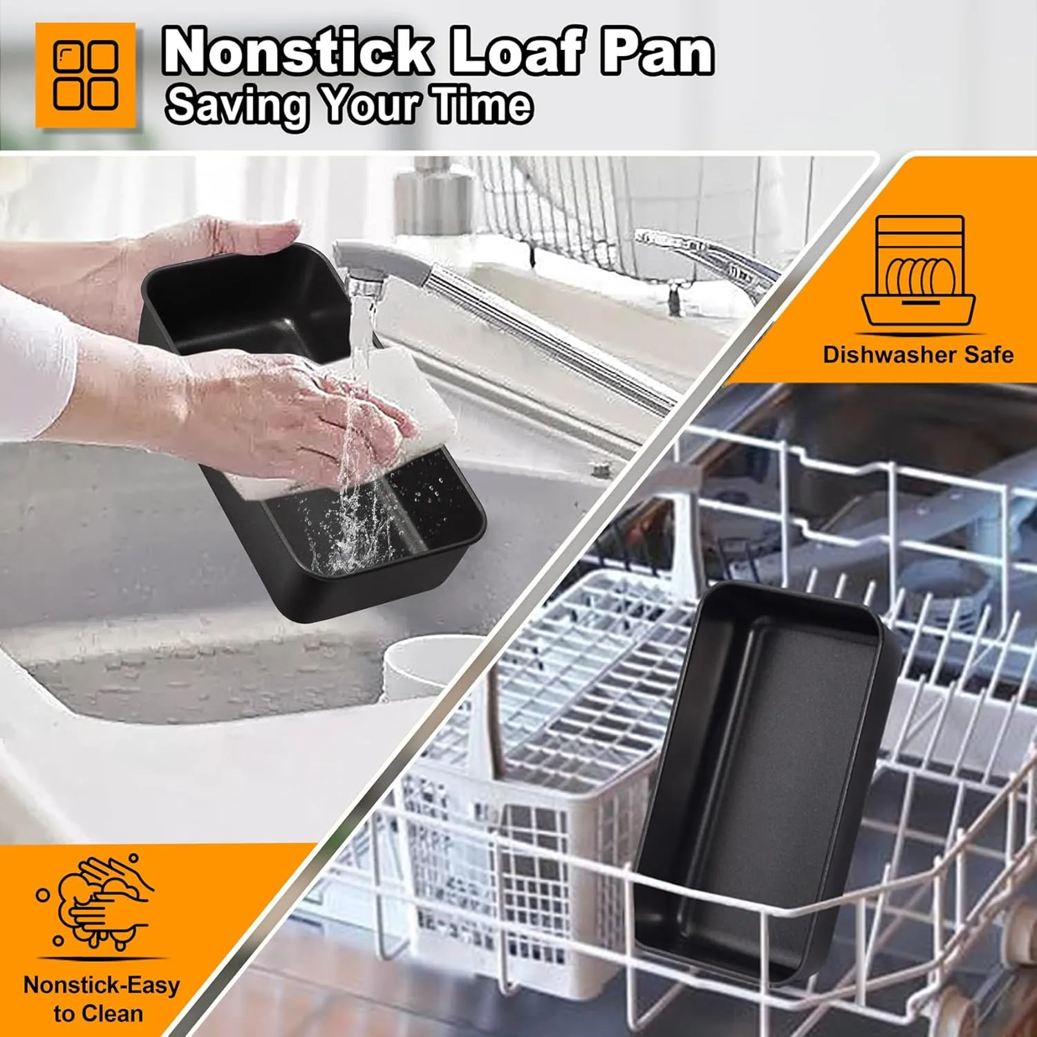 LIANYU 6 Pack Nonstick Loaf Bread Pan for Baking, 9x5 Bread Loaf Baking Pan, Stainless Steel Meatloaf Pan Tin for Homemade, Dishwasher Safe