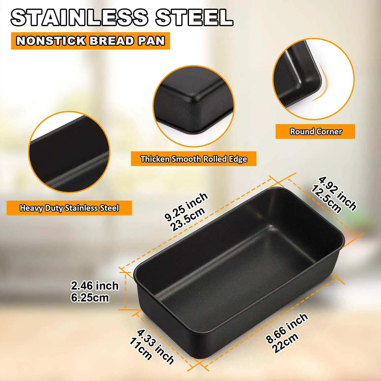 LIANYU 6 Pack Nonstick Loaf Bread Pan for Baking, 9x5 Bread Loaf Baking Pan, Stainless Steel Meatloaf Pan Tin for Homemade, Dishwasher Safe