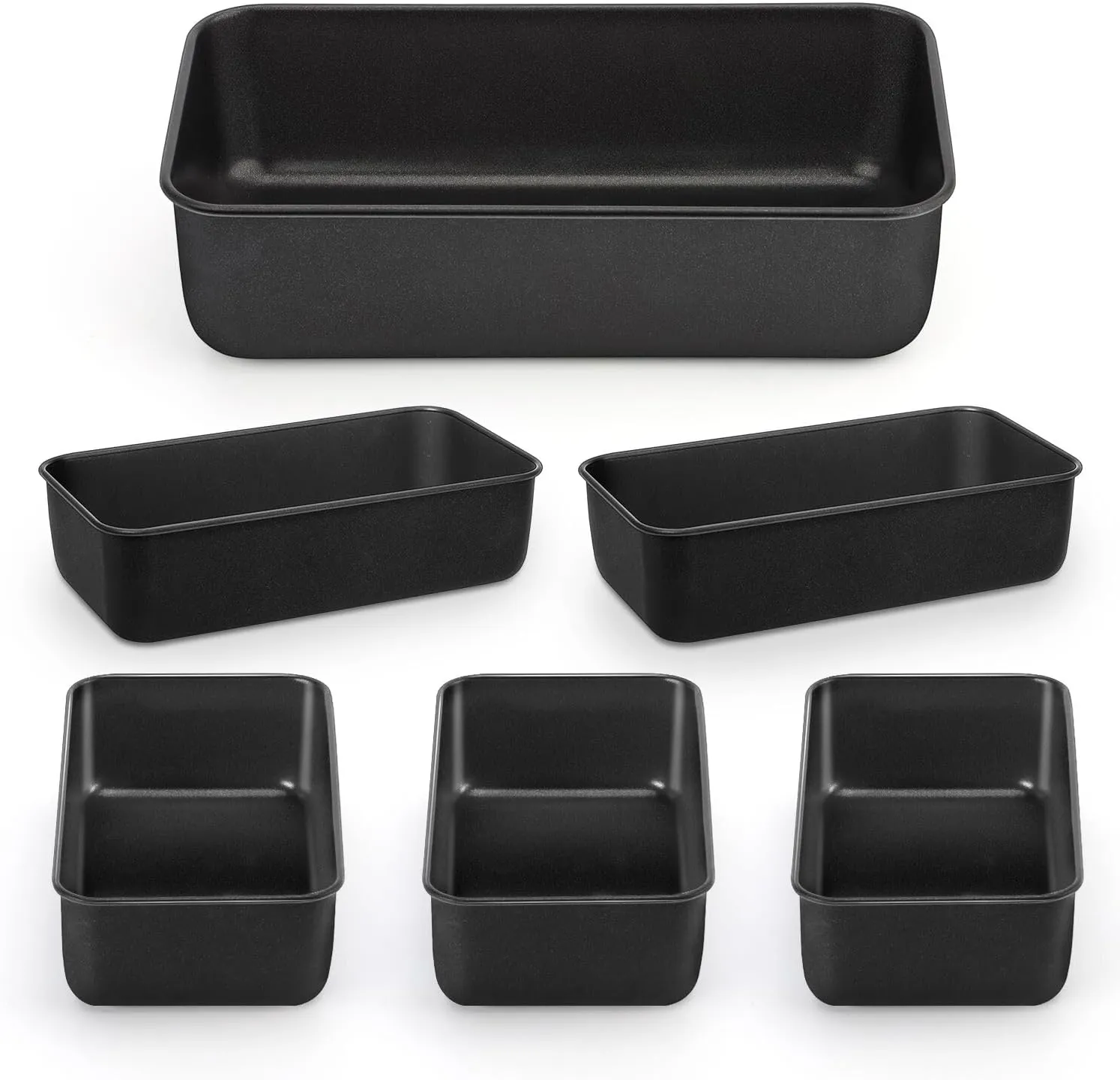 LIANYU 6 Pack Nonstick Loaf Bread Pan for Baking, 9x5 Bread Loaf Baking Pan, Stainless Steel Meatloaf Pan Tin for Homemade, Dishwasher Safe