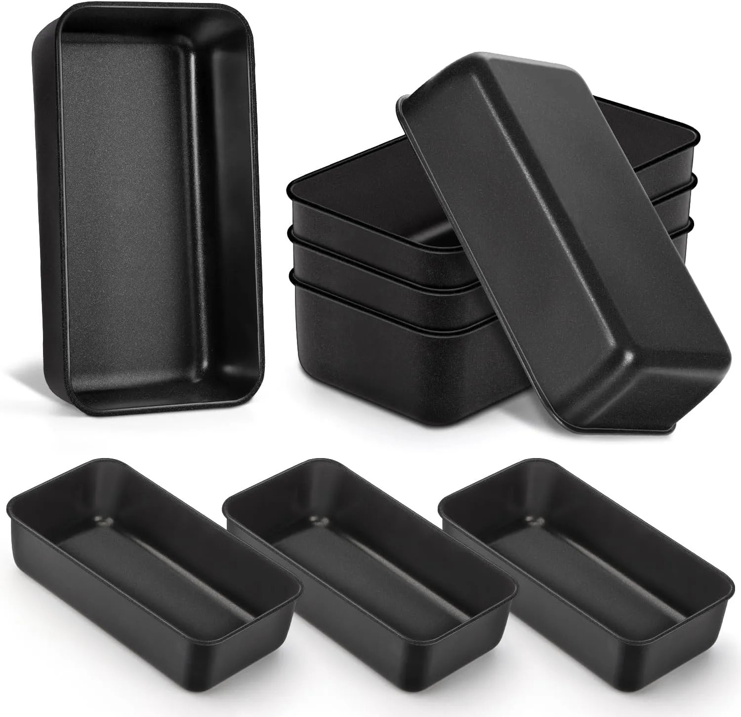 LIANYU 8 Pack Nonstick Loaf Pans for Bread Baking, 9x5 Stainless Steel Baking Bread Pans, Small Loaf Tins for Homemade Brownies and Pound Cakes, Dishwasher Safe