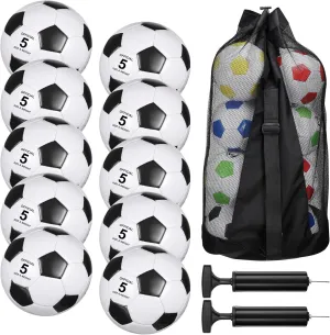 Libima 13 Pcs Soccer Ball Bulk 10 Pcs Official Size 5 Soccer Ball with 2 Pump and Carry Bag Indoor Outdoor Training Game Sport Gift for Youth Adult Back to School