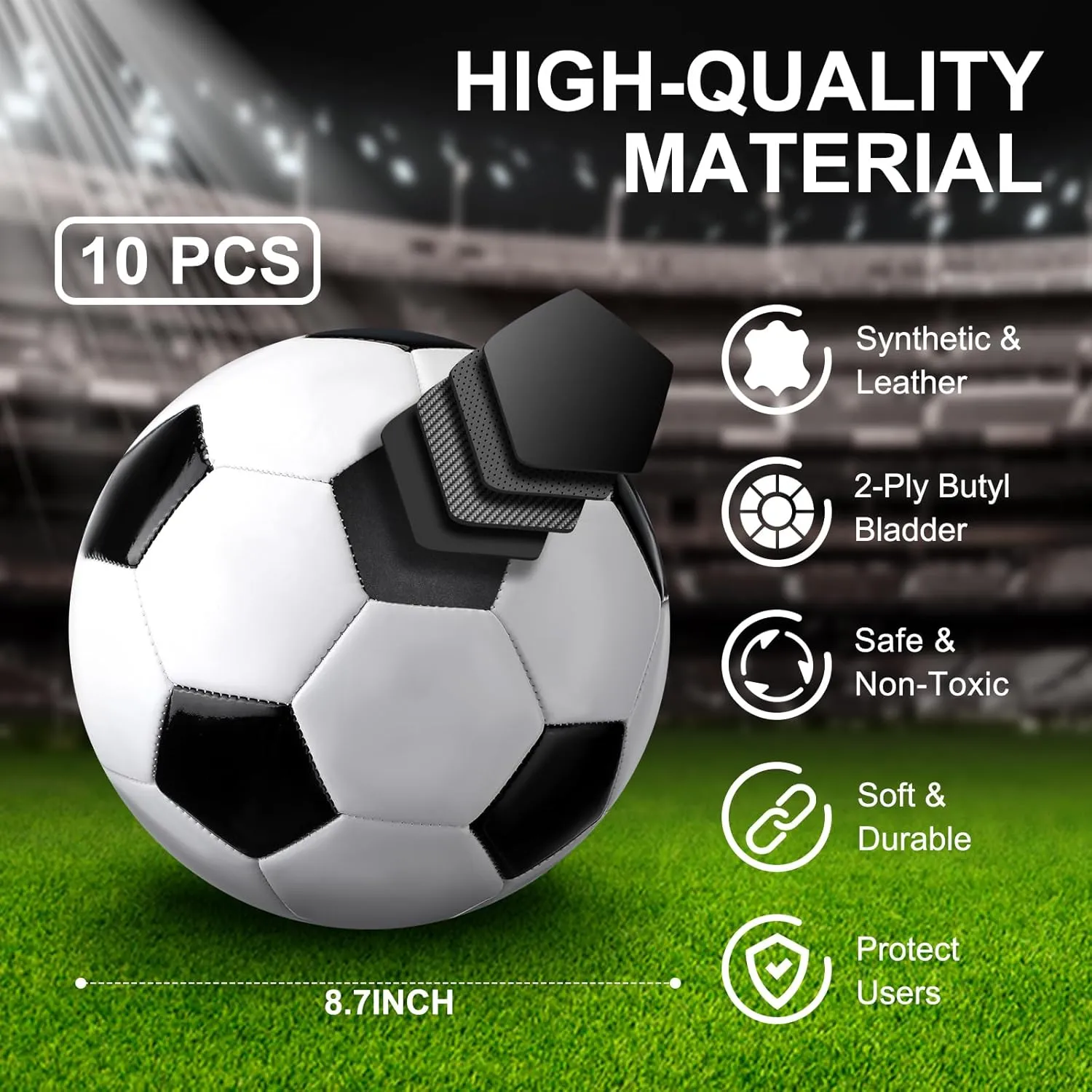 Libima 13 Pcs Soccer Ball Bulk 10 Pcs Official Size 5 Soccer Ball with 2 Pump and Carry Bag Indoor Outdoor Training Game Sport Gift for Youth Adult Back to School