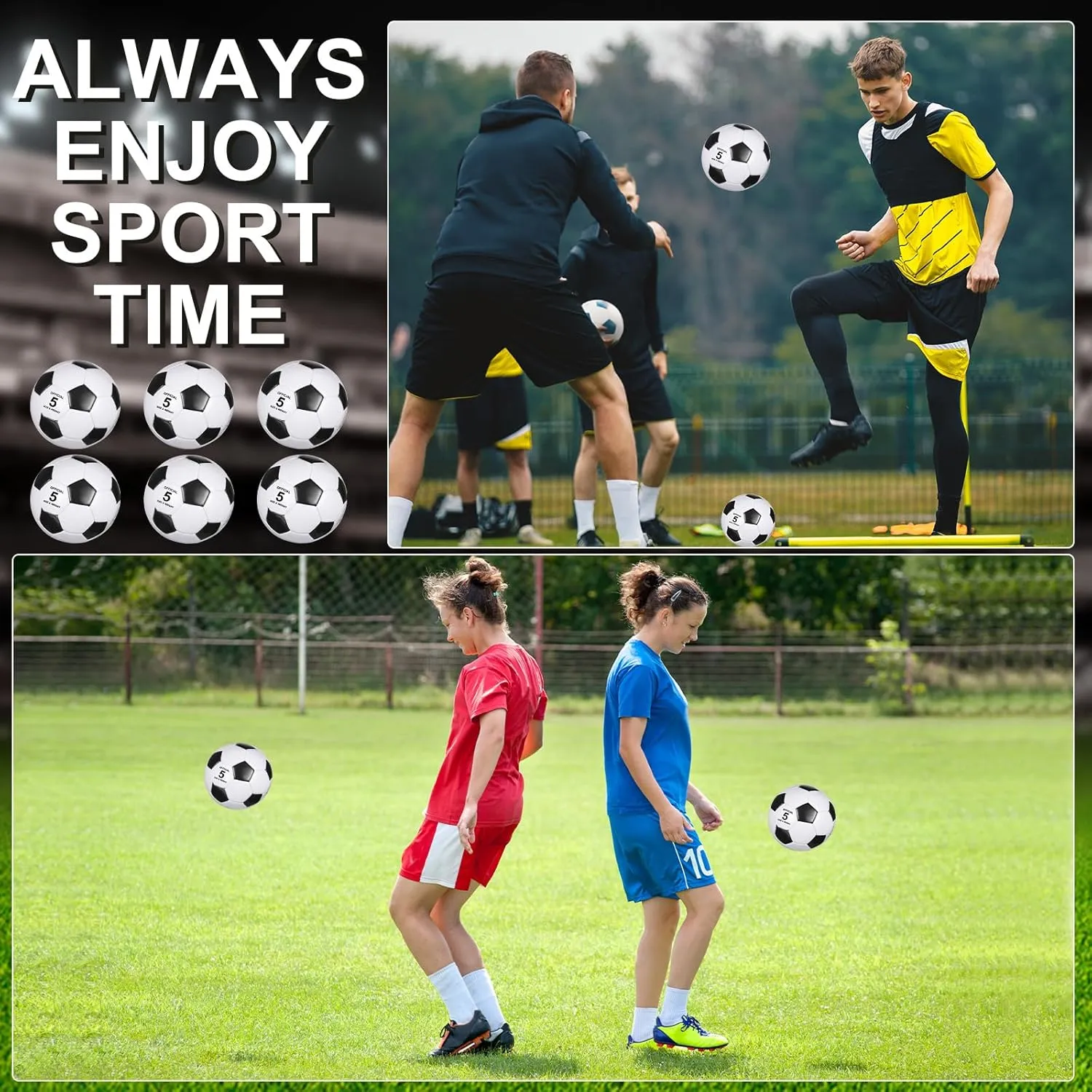 Libima 13 Pcs Soccer Ball Bulk 10 Pcs Official Size 5 Soccer Ball with 2 Pump and Carry Bag Indoor Outdoor Training Game Sport Gift for Youth Adult Back to School
