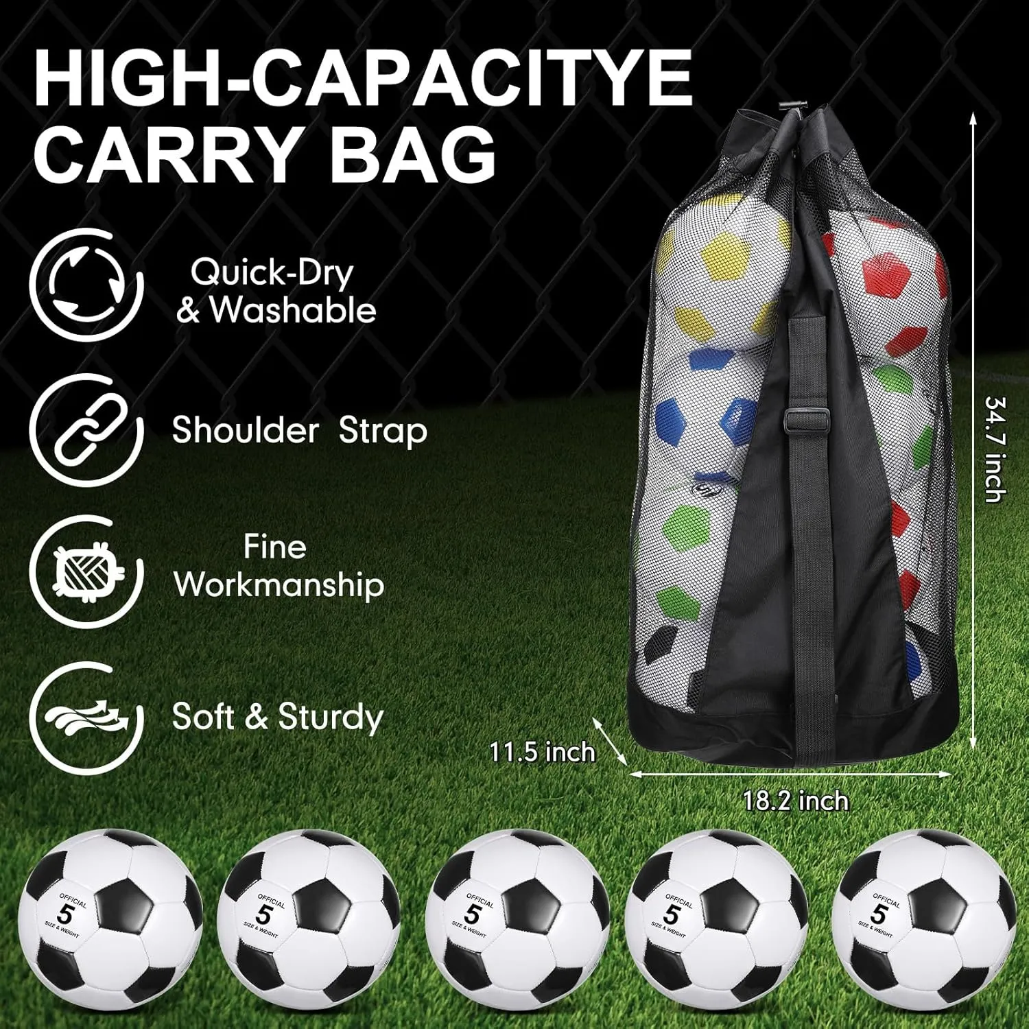 Libima 13 Pcs Soccer Ball Bulk 10 Pcs Official Size 5 Soccer Ball with 2 Pump and Carry Bag Indoor Outdoor Training Game Sport Gift for Youth Adult Back to School
