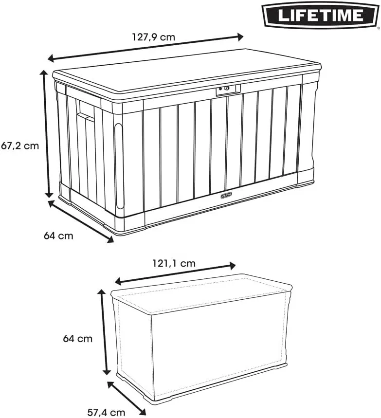 LIFETIME 60186 Heavy-Duty Outdoor Storage Deck Box, 116 Gallon, Desert Sand/Brown