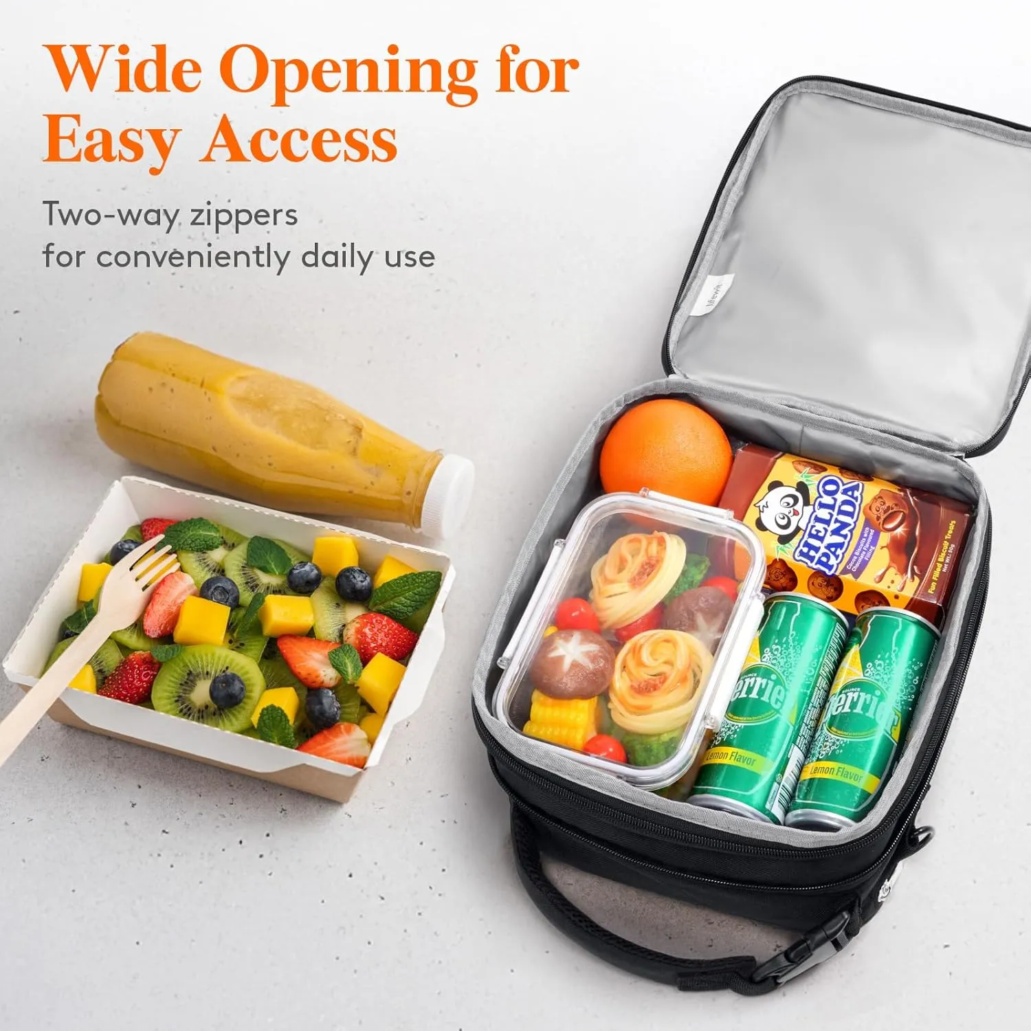 Lifewit Insulated Lunch Box for Men, Expandable Cooler Bag, Freezable Lunch Bag for Women with 2 Ice Packs and Shoulder Straps for Work Travel College, 8.2L Black