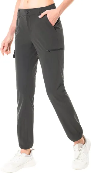 Lightbare Women’s Lightweight Cargo Hiking Pants with Elastic Waistband Quick Dry Stretchy Water Resistant UPF 50  Outdoor