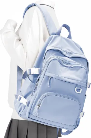 Lightweight College Backpack for Women Men Cute School Bag for Teens Girls Boys High School Backpack for Students Waterproof Casual Daypack Backpack（Milky Blue）