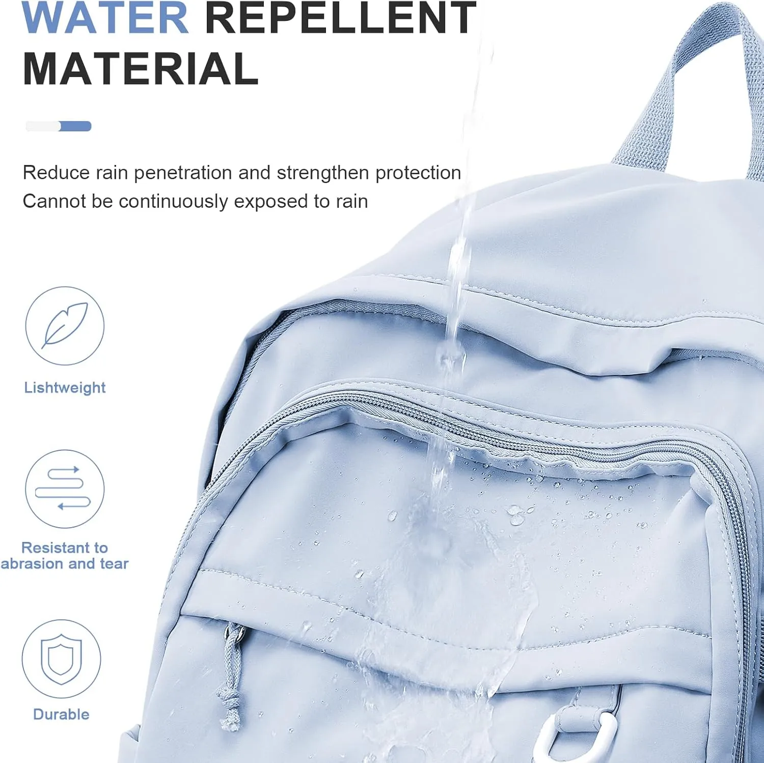 Lightweight College Backpack for Women Men Cute School Bag for Teens Girls Boys High School Backpack for Students Waterproof Casual Daypack Backpack（Milky Blue）