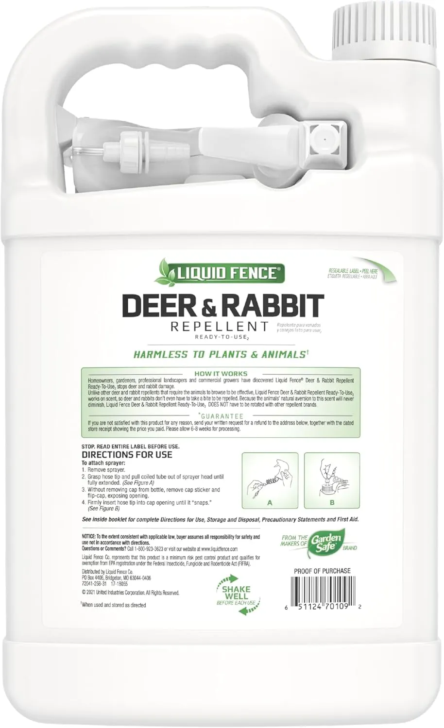 Liquid Fence Deer And Rabbit Repellent Ready-To-Use 1 Gallon, Apply Year-Round, 1 Gallon, 2 Pack