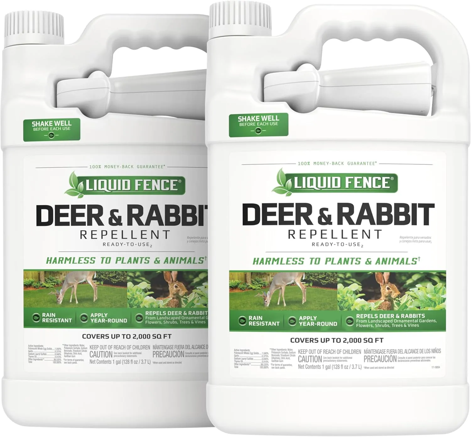 Liquid Fence Deer And Rabbit Repellent Ready-To-Use 1 Gallon, Apply Year-Round, 1 Gallon, 2 Pack