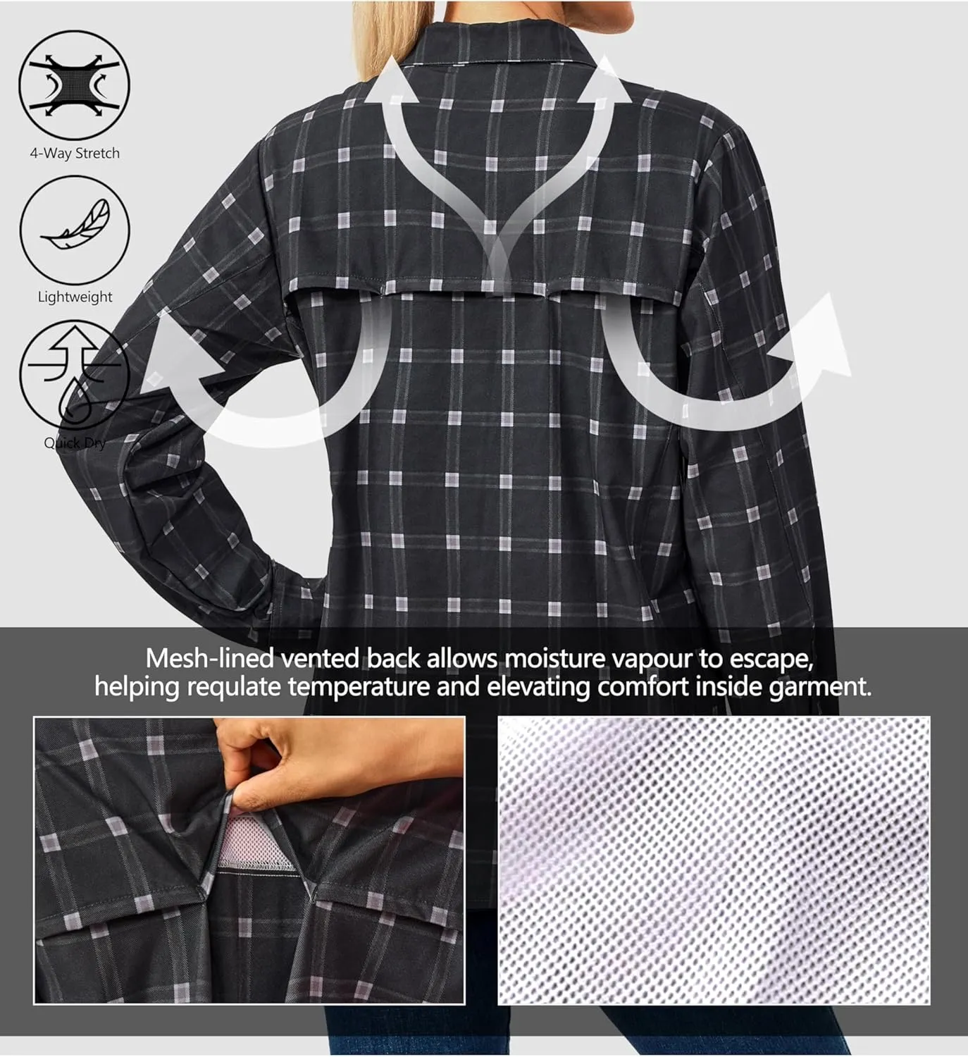 Little Donkey Andy Women's Stretch Quick Dry UPF50  Long Sleeve Shirt for Hiking, Travel, Camping