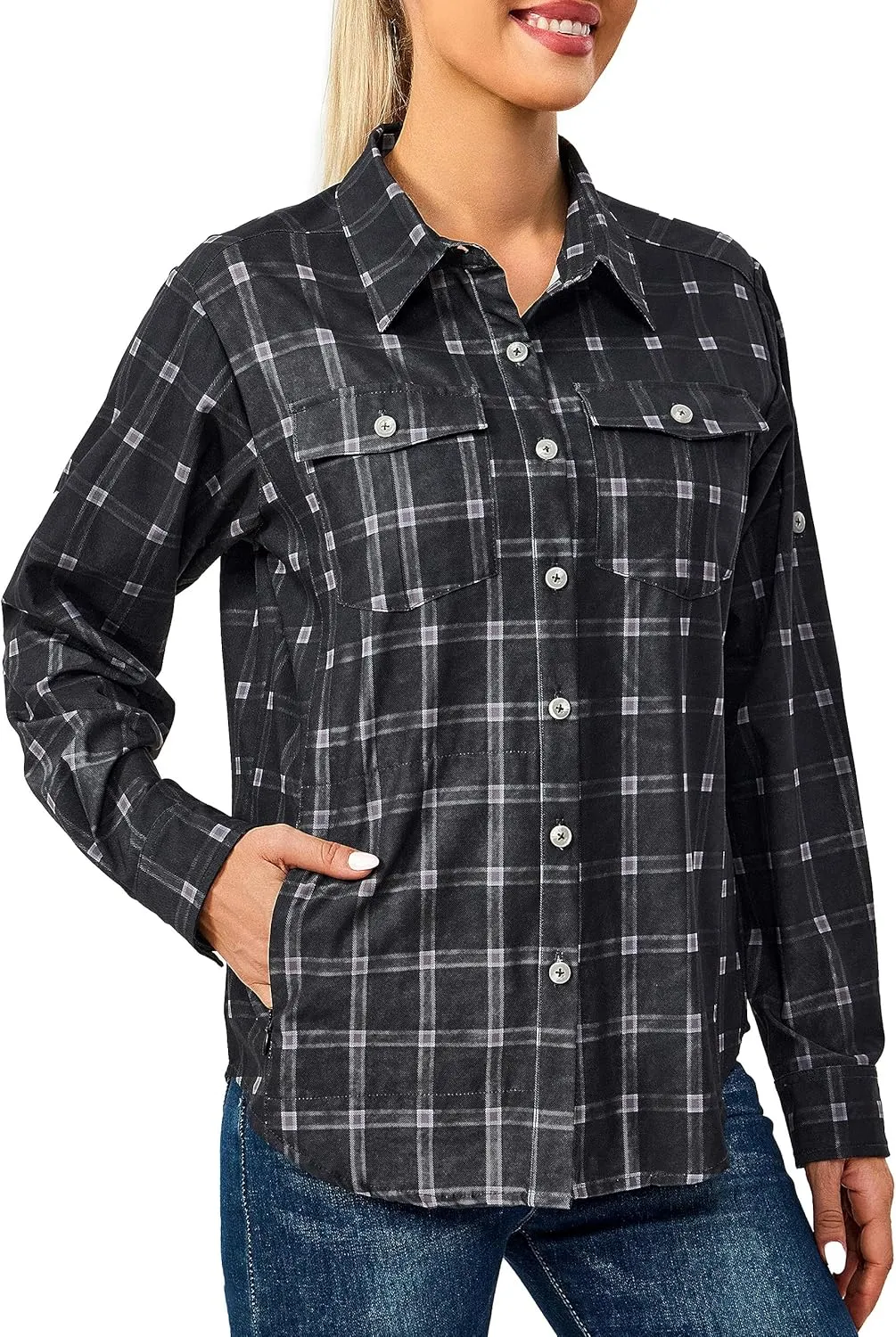 Little Donkey Andy Women's Stretch Quick Dry UPF50  Long Sleeve Shirt for Hiking, Travel, Camping