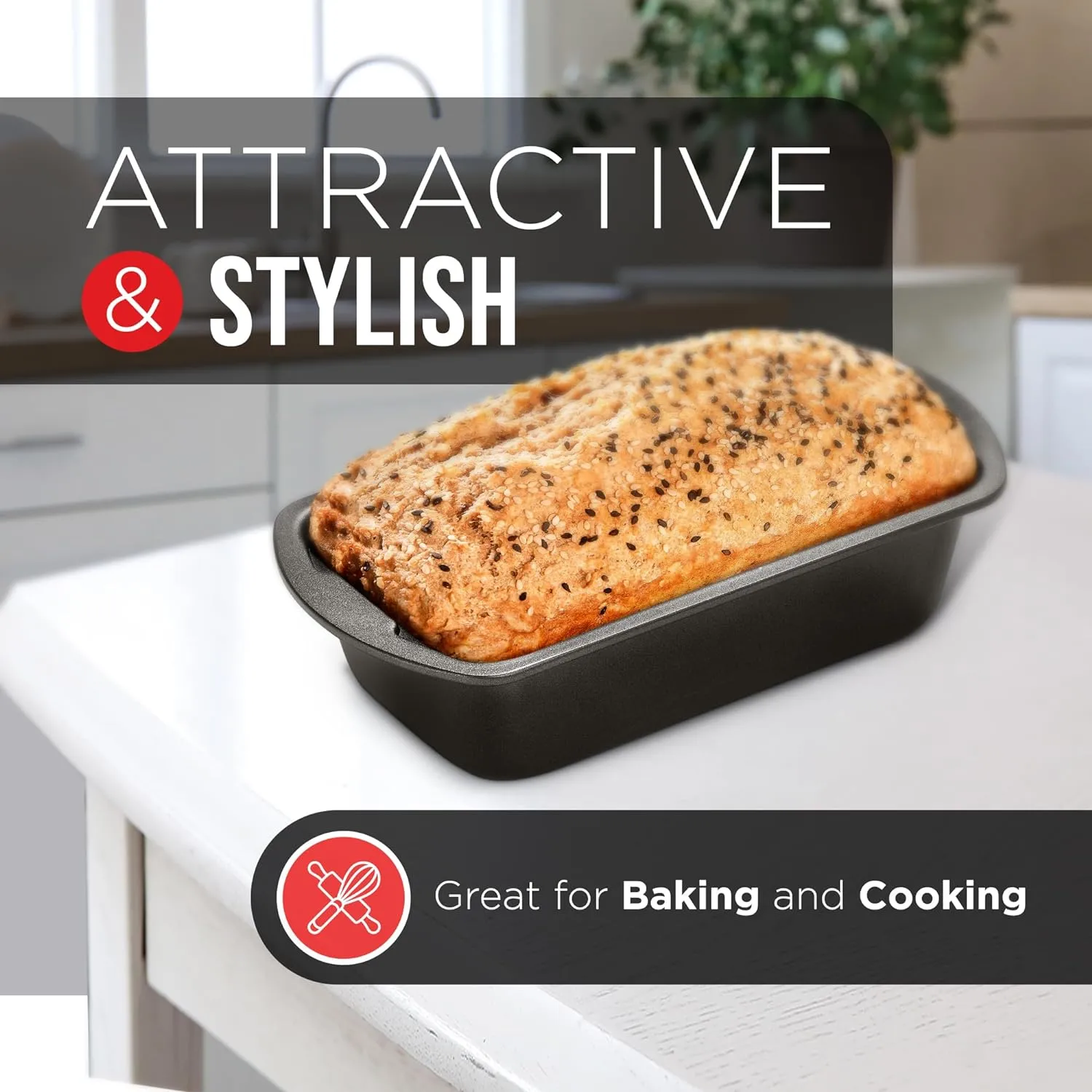 Loaf Pan Set 2-Piece - Deluxe Nonstick Carbon Steel Bakeware for Perfect Bread and Cakes – Dishwasher Safe, Premium Pans for Home Baking