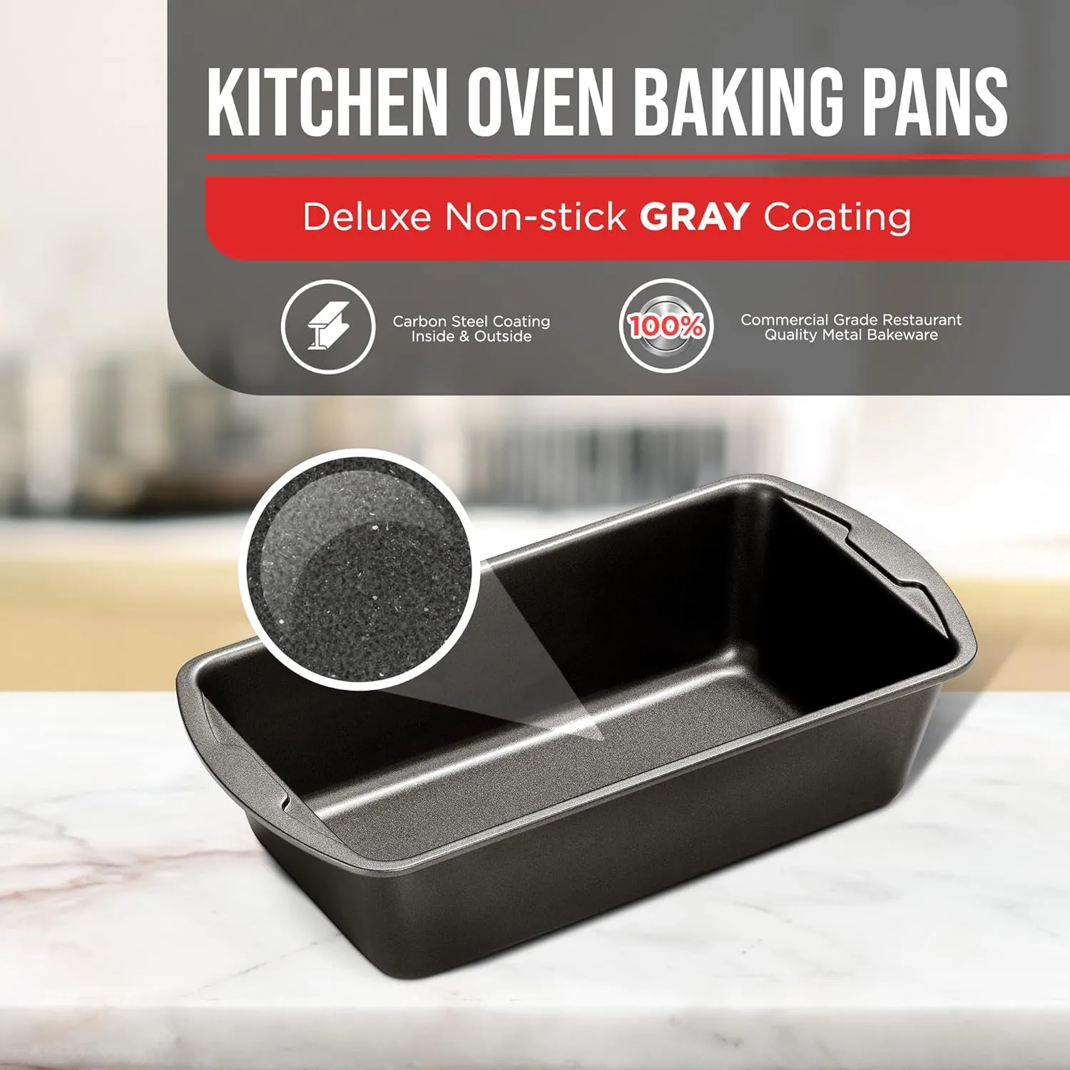 Loaf Pan Set 2-Piece - Deluxe Nonstick Carbon Steel Bakeware for Perfect Bread and Cakes – Dishwasher Safe, Premium Pans for Home Baking