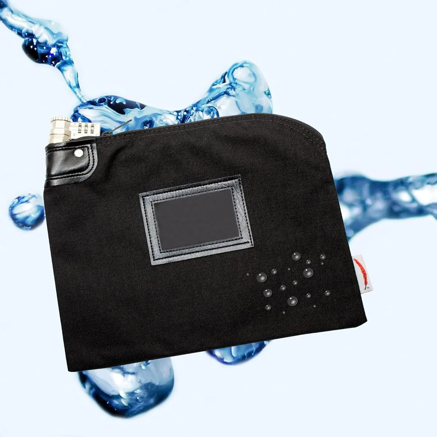 Locking Bank Bag, Water Repellent Denier Nylon, 9 x 12 Inch (Black)
