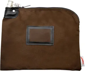 Locking Bank Bag, Water Repellent Denier Nylon, 9 x 12 Inch (Brown)