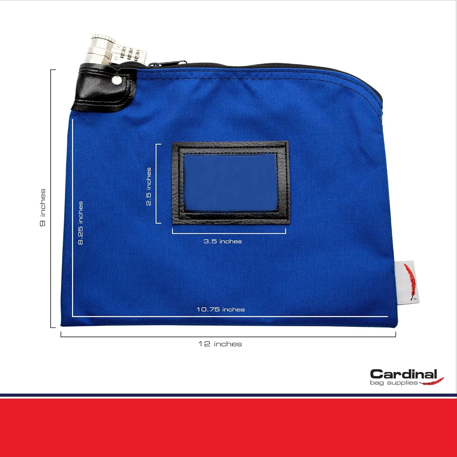 Locking Bank Bag, Water Repellent Denier Nylon, 9 x 12 Inch (Royal Blue)