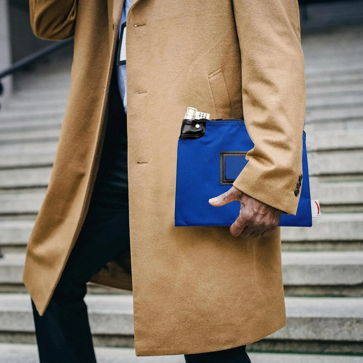 Locking Bank Bag, Water Repellent Denier Nylon, 9 x 12 Inch (Royal Blue)