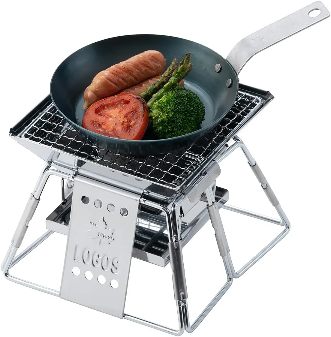 LOGOS 81062257 Iron Craftsman Grill Pan 16 Blue (Approx.) Width 6.4 x Depth 10.0 x Height 2.8 inches (16.3 x 25.4 x 7.2 cm) (including handle)