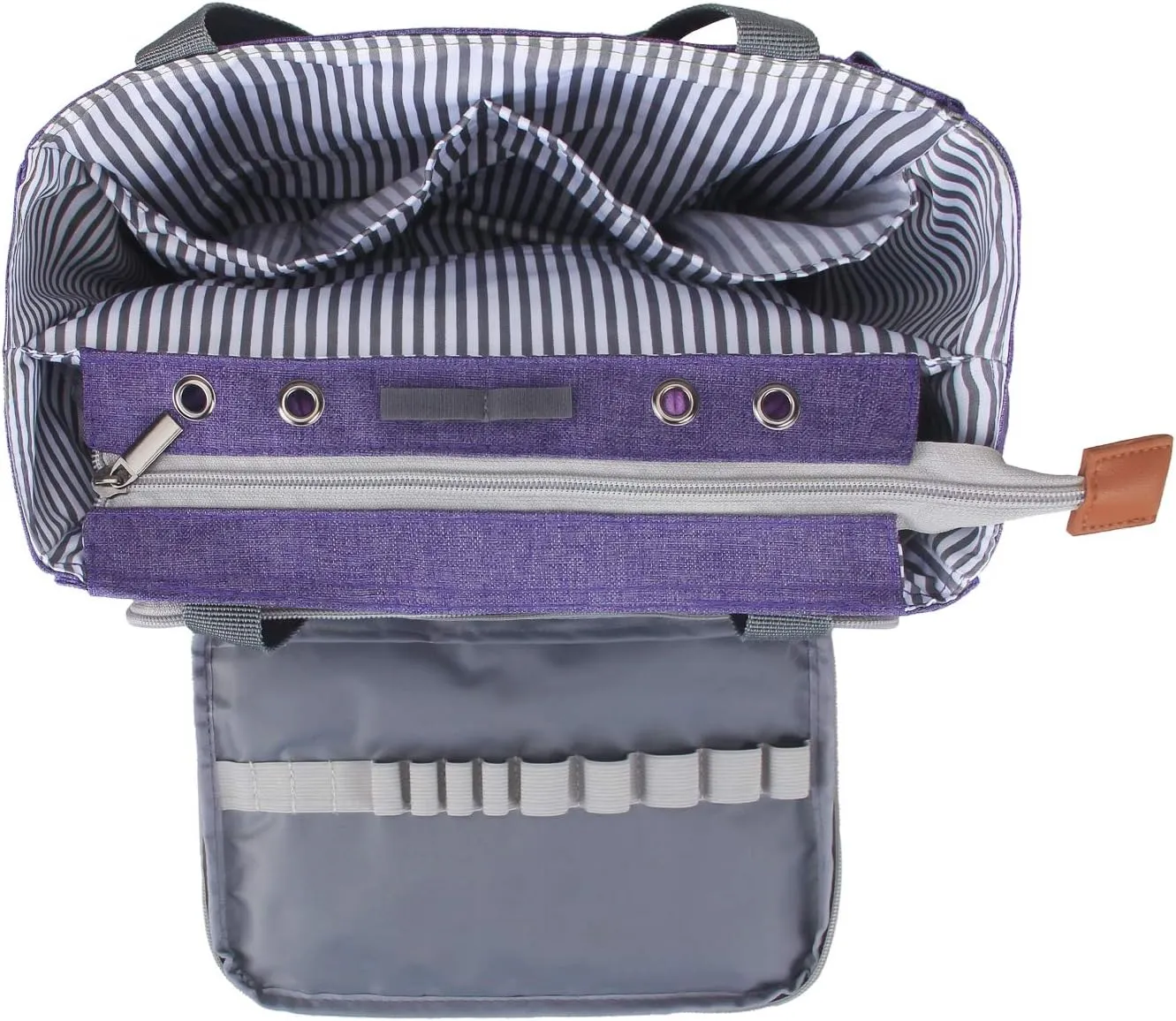 Luxja Crochet Tote Bag, Yarn Storage Bag for Small Unfinished Projects, Crochet Hooks and Other Accessories, Purple