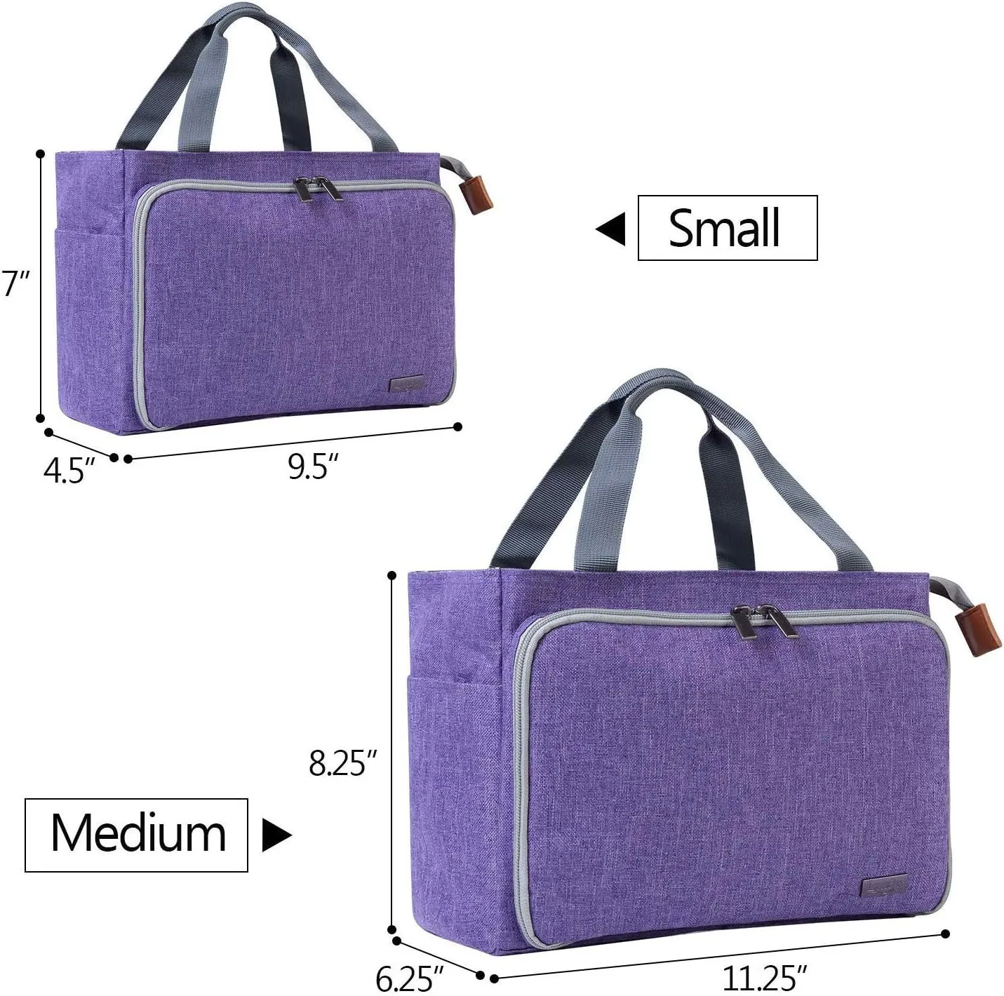 Luxja Crochet Tote Bag, Yarn Storage Bag for Small Unfinished Projects, Crochet Hooks and Other Accessories, Purple