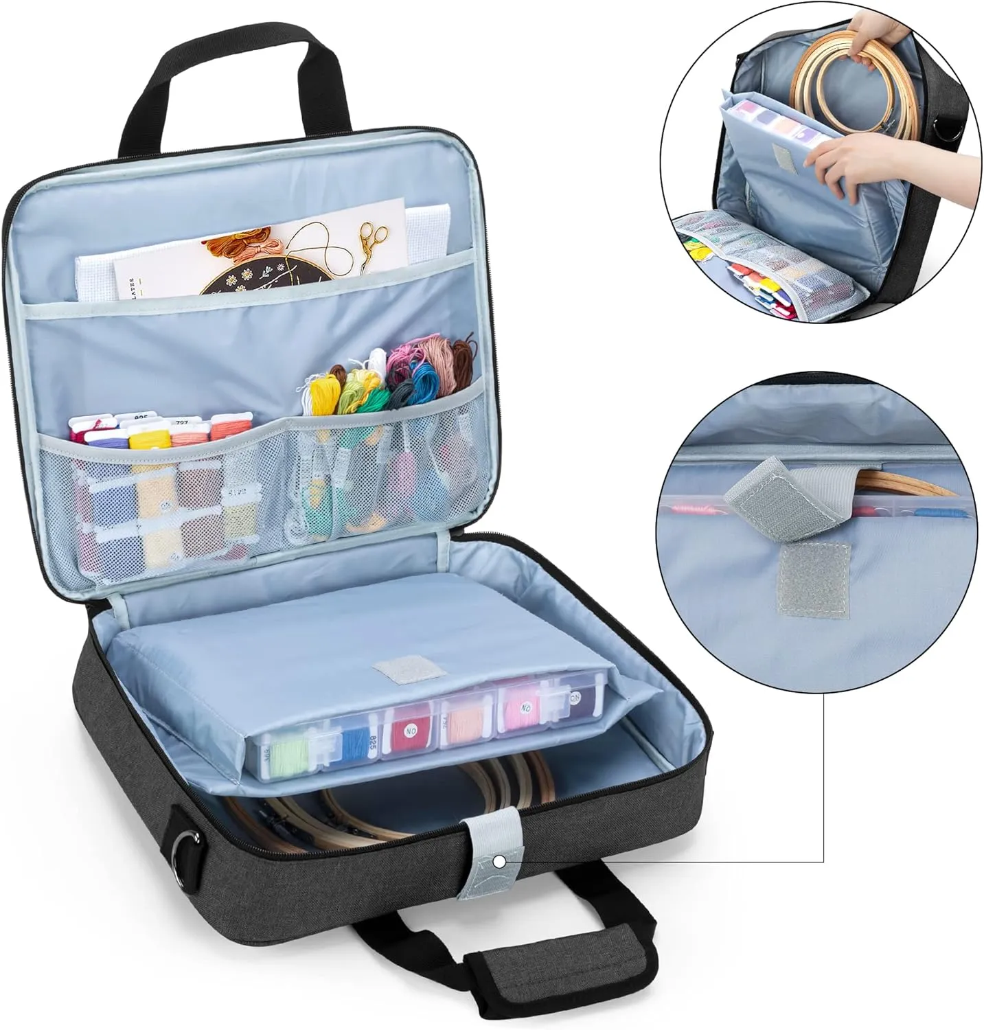LUXJA Embroidery Project Bag, Embroidery Kits Storage Bag (Bag Only), Black