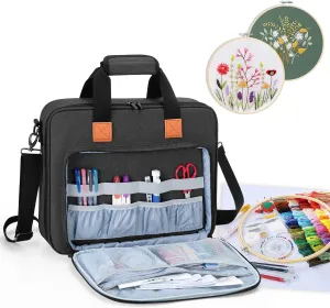 LUXJA Embroidery Project Bag, Embroidery Kits Storage Bag (Bag Only), Black