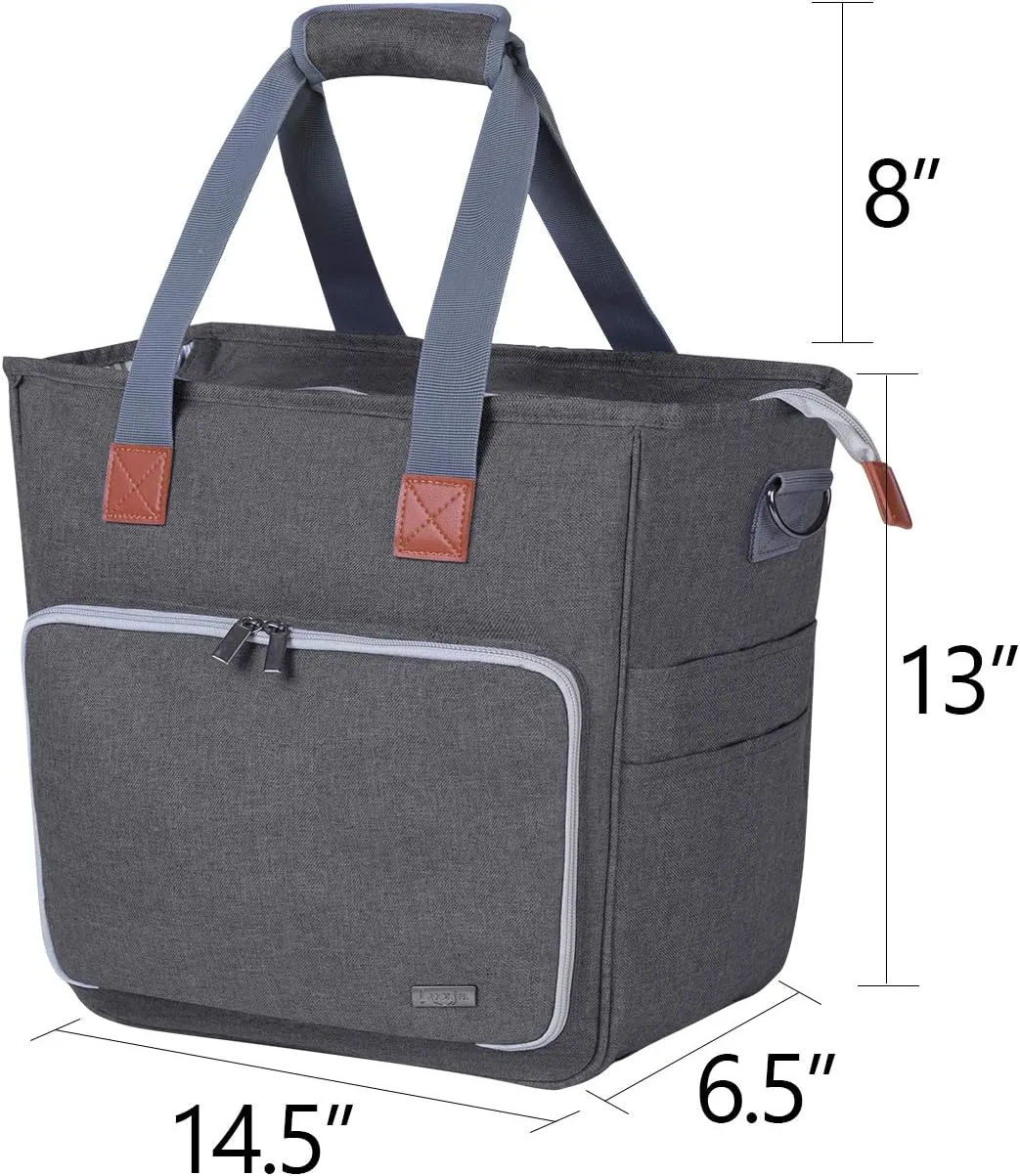 LUXJA Knitting Bag with Shoulder Straps, Yarn Bag for Carrying Projects, Knitting Needles, Crochet Hooks and Other Accessories, Gray