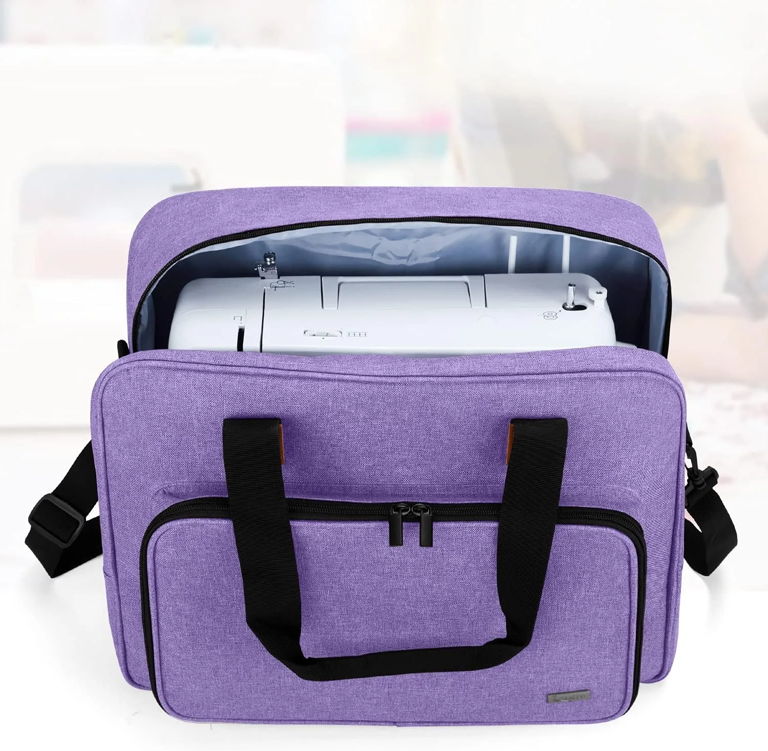 LUXJA Portable Sewing Machine Bag, Purple, Fits Most Singer, Brother Sewing Machines and Accessories