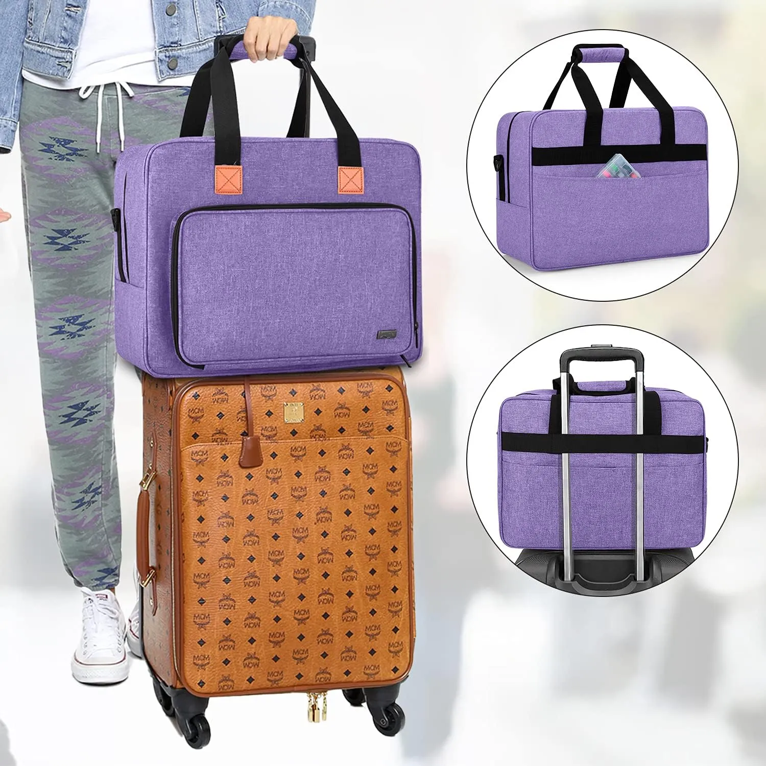 LUXJA Portable Sewing Machine Bag, Purple, Fits Most Singer, Brother Sewing Machines and Accessories