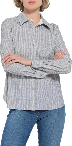 Lysse Roll Tab Connie Printed French Blue Pinstripe SM
