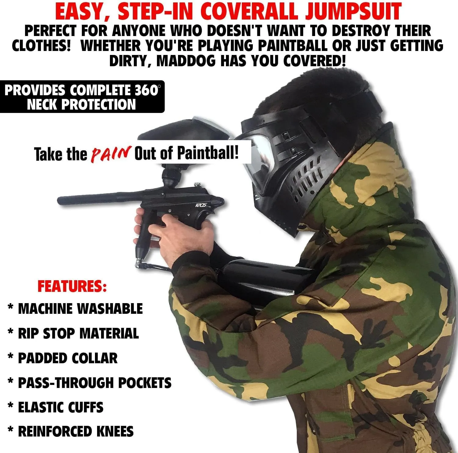 Maddog Tactical Paintball Rip Stop Coverall Jumpsuit