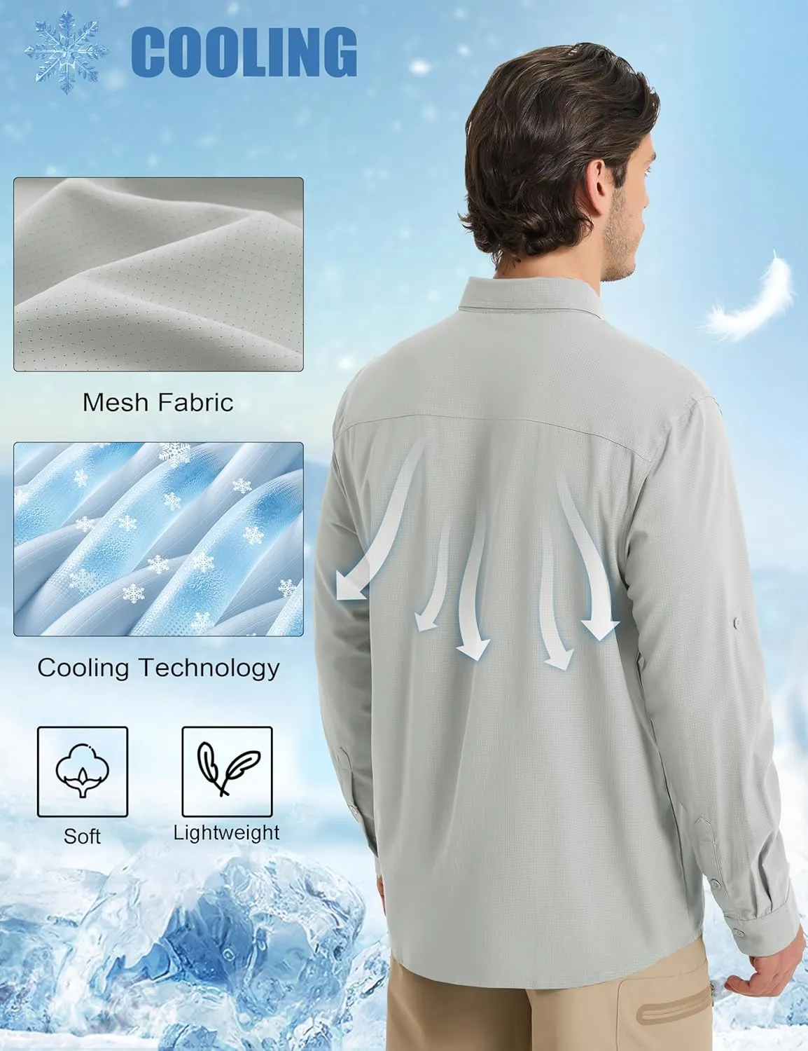 MAGCOMSEN Men's Sun Protection Fishing Shirts UPF 50  UV Quick Dry Long Sleeve Button Down Shirts Safari Hiking Travel