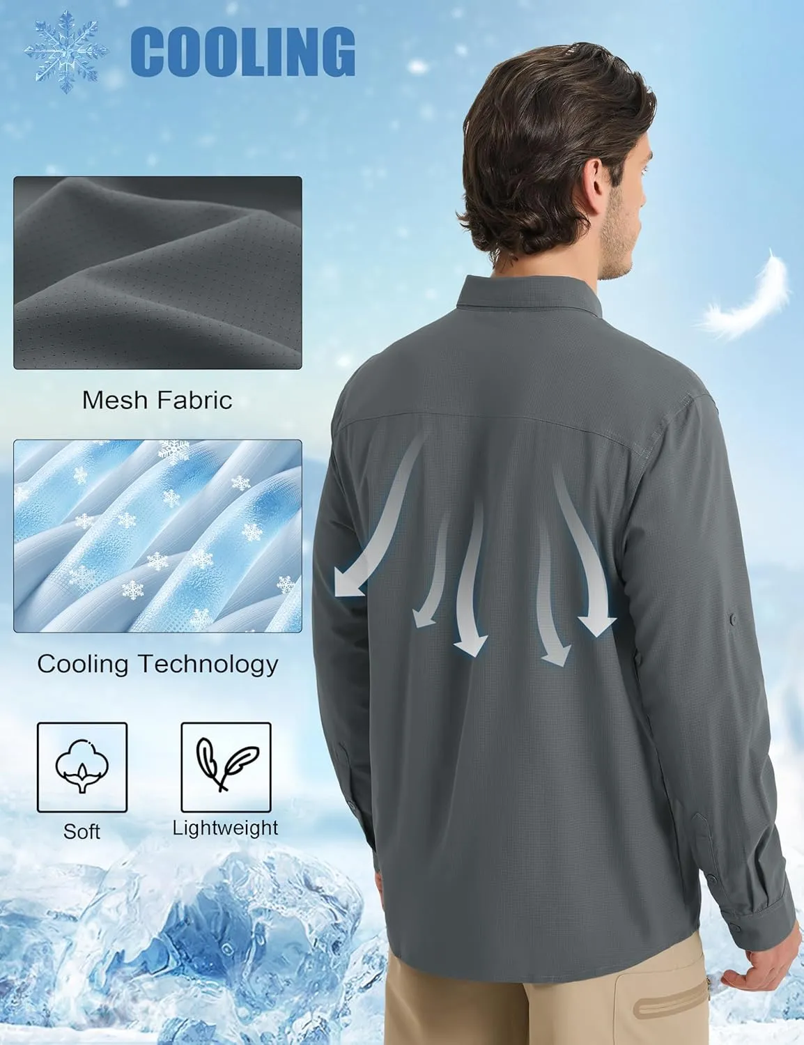 MAGCOMSEN Men's Sun Protection Fishing Shirts UPF 50  UV Quick Dry Long Sleeve Button Down Shirts Safari Hiking Travel
