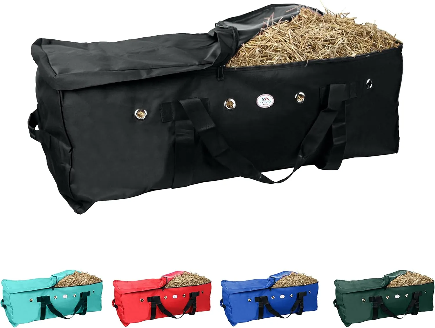 Majestic Ally 1200 D Nylon Fabric Heavy-Duty Hay Bale Storage Bag (Black, Large)