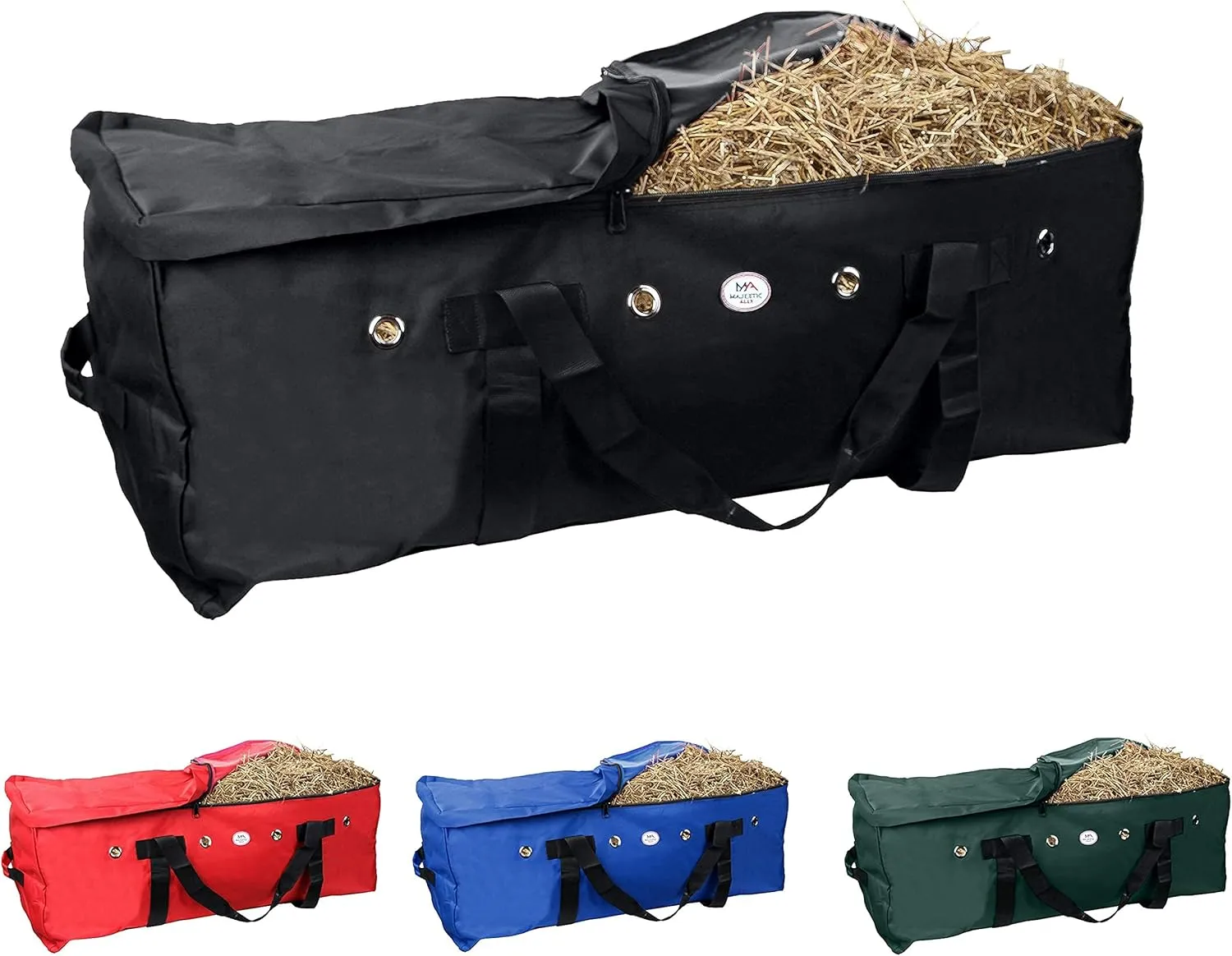 Majestic Ally 1200 D Nylon Fabric Heavy-Duty Hay Bale Storage Bag (Black, Large)