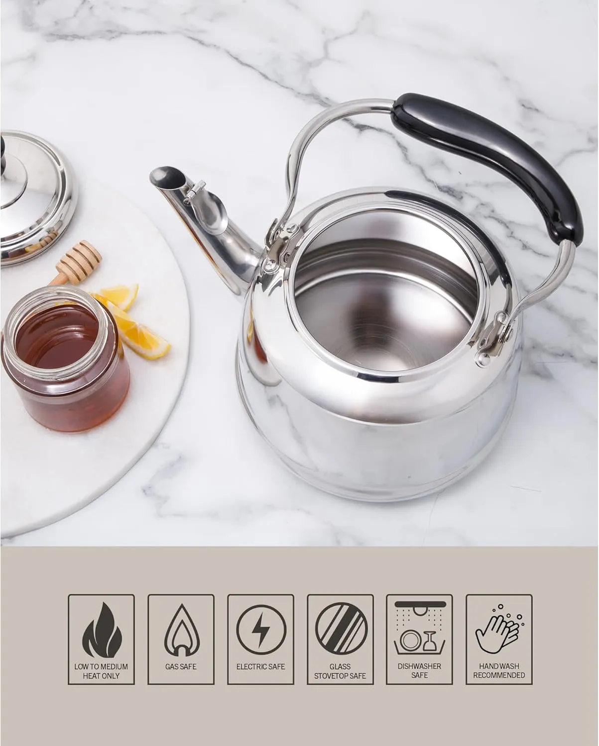 Martha Stewart Kingstree Large 2 Qt Heavy Gauge Whistling Tea Kettle - Stainless Steel