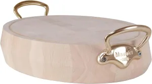 Mauviel Savoir Vivre Beechwood Chopping Block With Brass Handles, 13.8-In, Made In France
