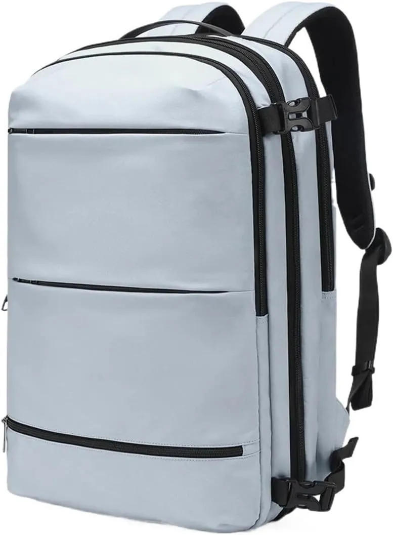 Men Business Backpack Schoolbag Expandable USB Large Capacity Laptop Bag(Light Blue)