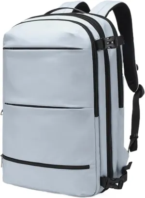 Men Business Backpack Schoolbag Expandable USB Large Capacity Laptop Bag(Light Blue)