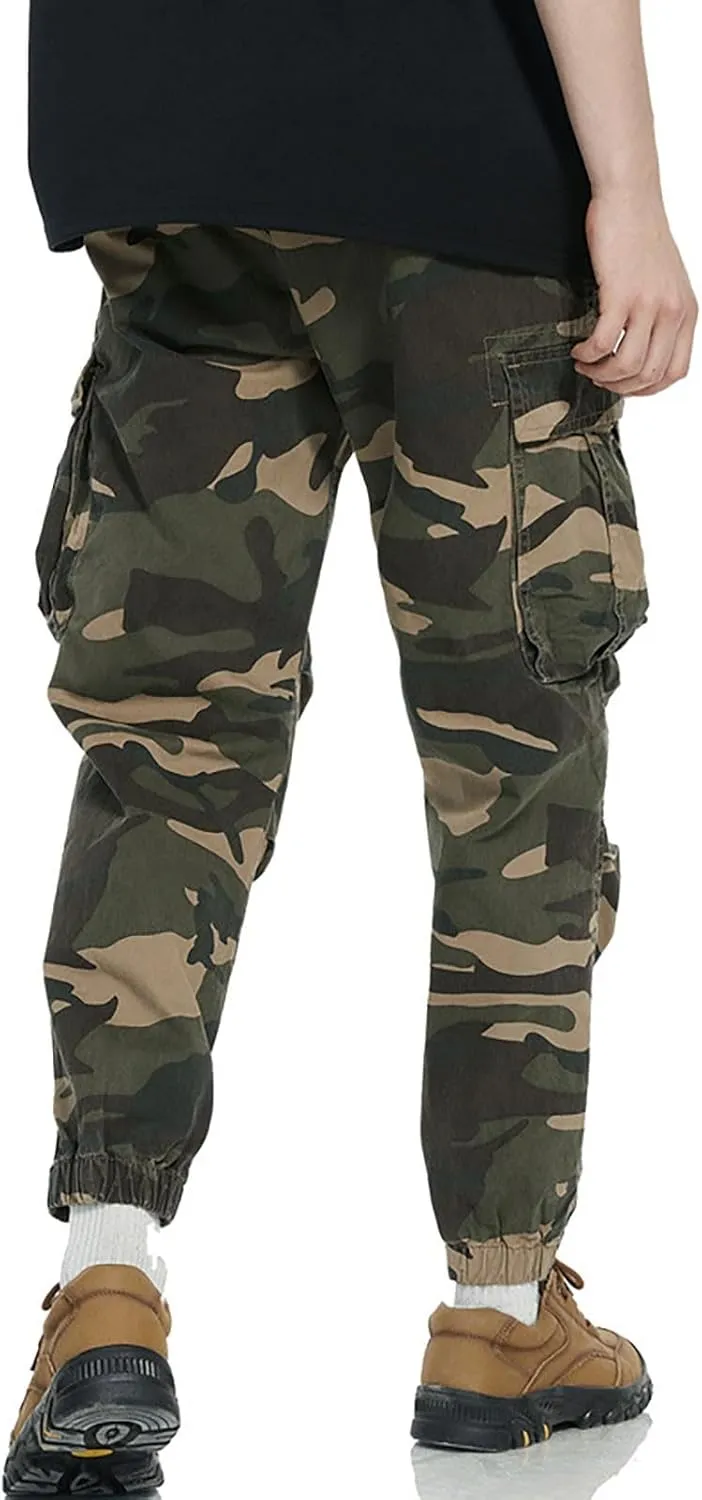 Mens Baggy Cargo Sweatpants Drawstring Waist Fleece Lined Joggers with Pockets Soft Athletic Workout Track Pants